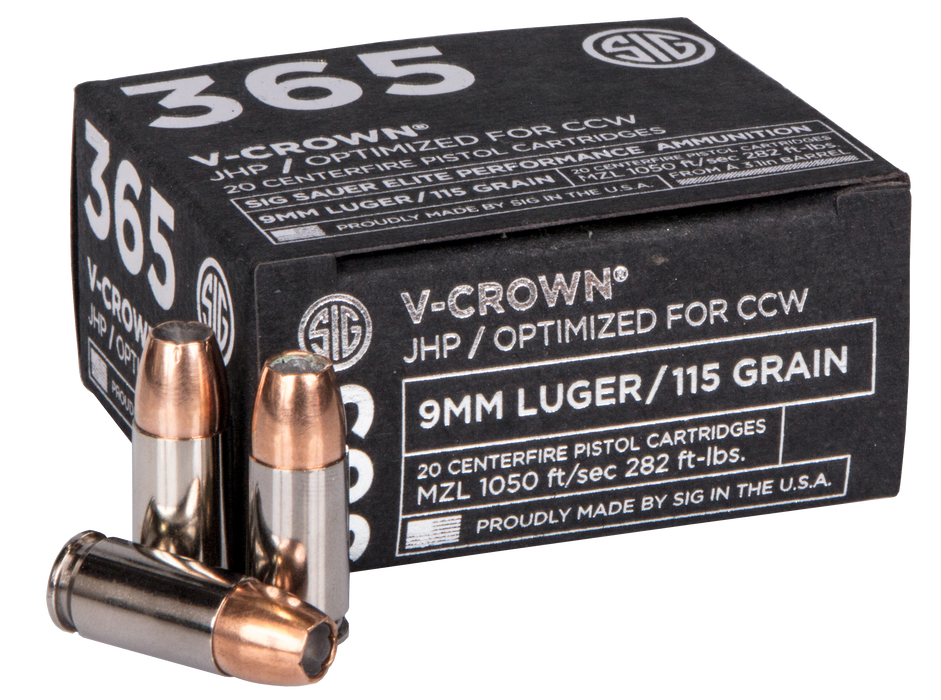 Sig Sauer Elite Defense 365 9mm Luger 115 gr V-Crown Jacketed Hollow Point (VJHP) 20 Per Box