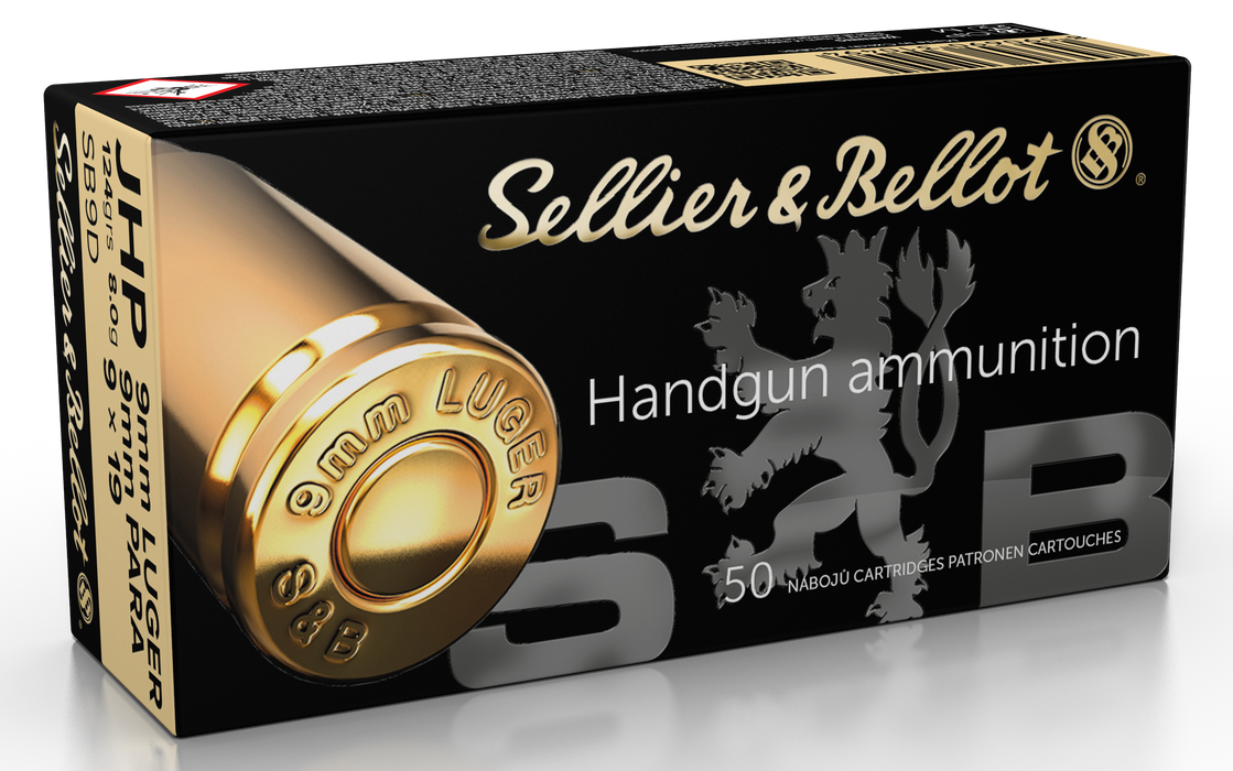 Sellier & Bellot 9mm Luger 124 gr Jacketed Hollow Point (JHP) 50 Per Box