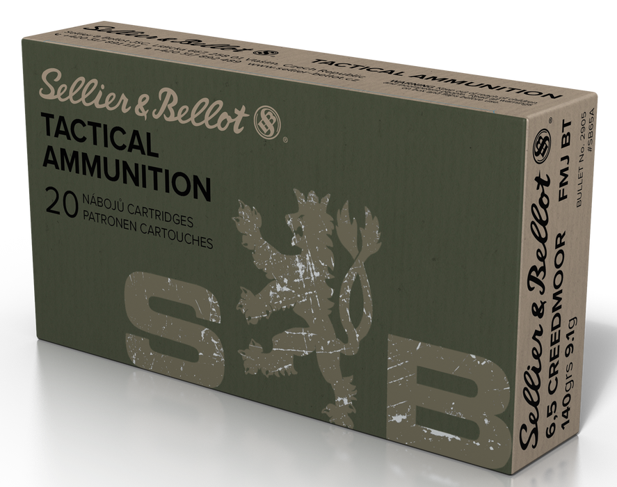 Sellier & Bellot Rifle 6.5 Creedmoor 140 gr Full Metal Jacket Boat-Tail (FMJBT) 20 Per Box