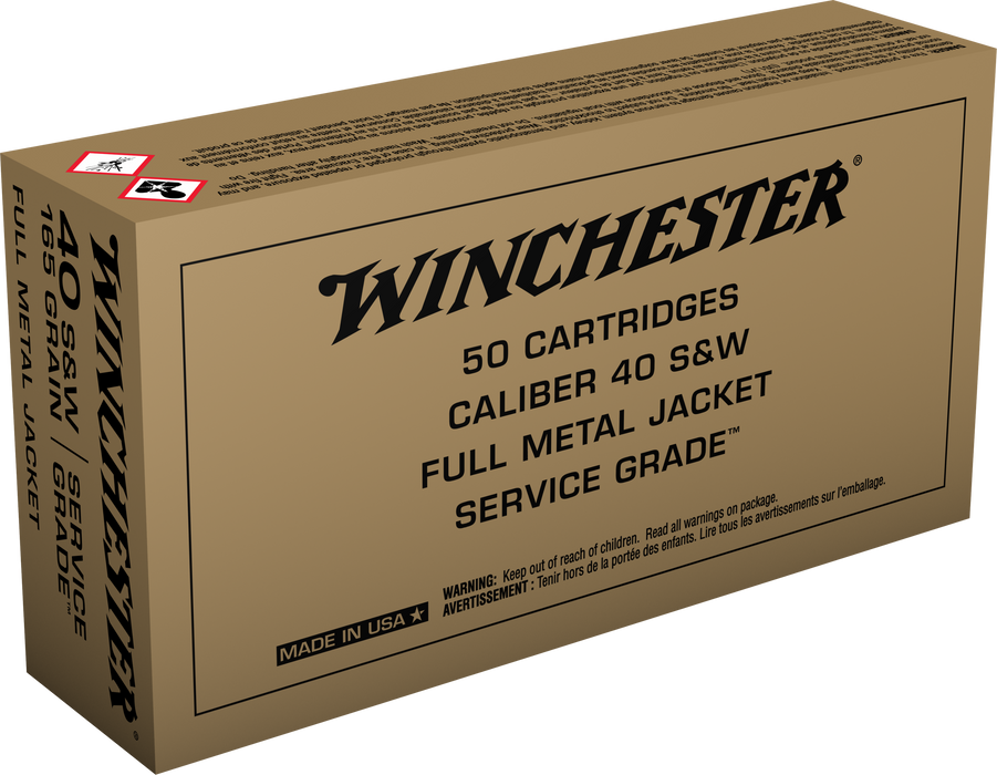 Winchester Service Grade Target .40 S&W 165 gr Full Metal Jacket Flat Nose (FMJFN) 50 Per Box