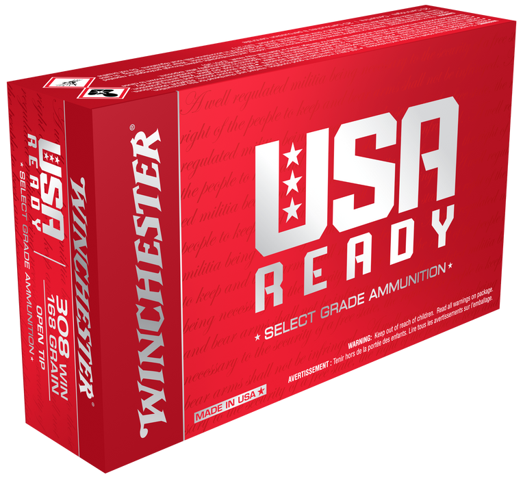 Winchester Ammo USA Ready .308 Win 168 gr Open Tip Range 20 Per Box
