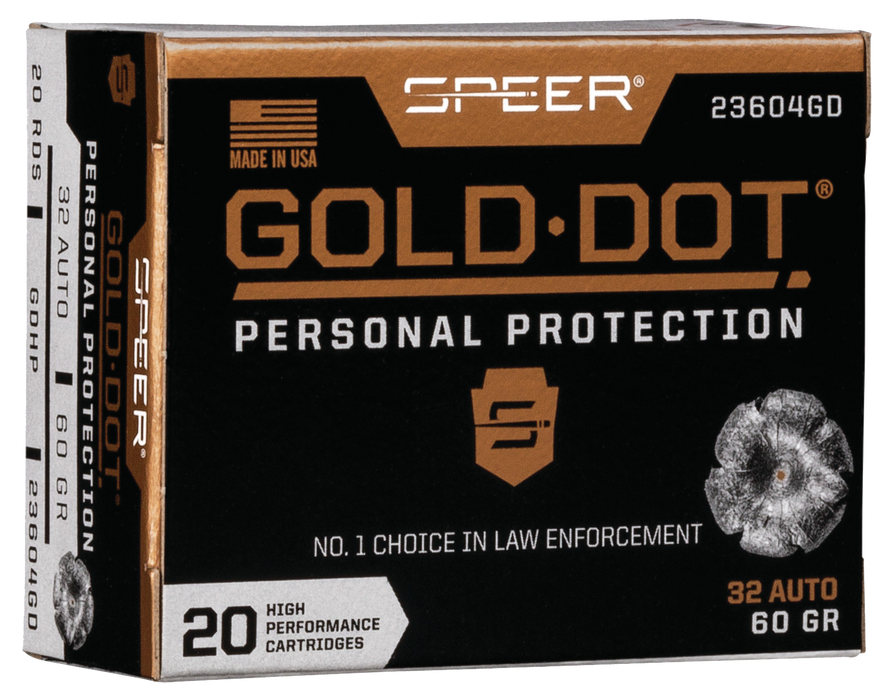 Speer Gold Dot Personal Protection .32 ACP 60 gr Hollow Point (HP) 20 Per Box