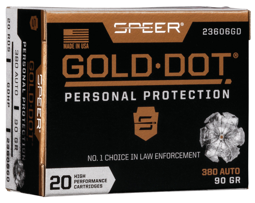 Speer Gold Dot Personal Protection .380 ACP 90 gr Hollow Point (HP) 20 Per Box