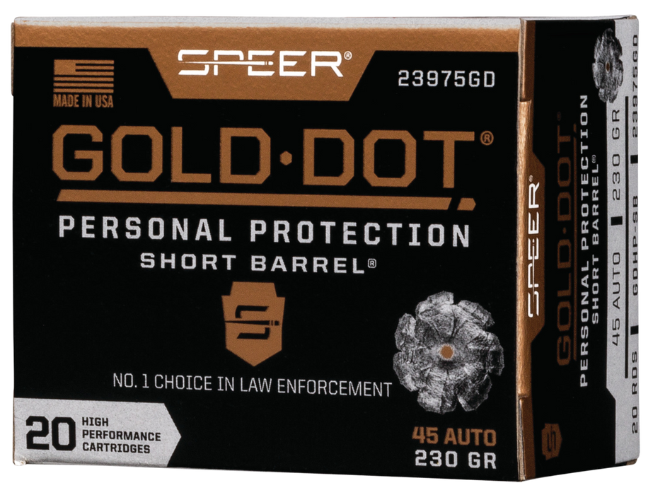 Speer Gold Dot Personal Protection Short Barrel .45 ACP 230 gr Hollow Point (HP) 20 Per Box