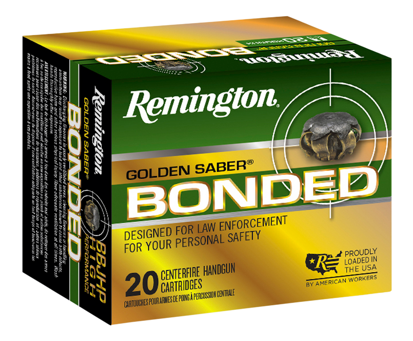 Remington Golden Saber Bonded .40 S&W 165 gr Bonded Brass JHP (BBJHP) 20 Per Box