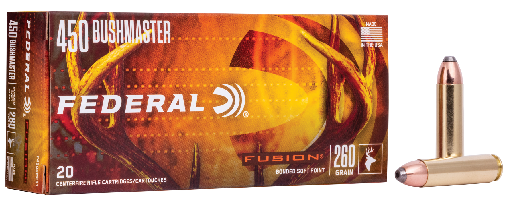 Federal Fusion Hunting .450 Bushmaster 260 gr Fusion Soft Point 20 Per Box