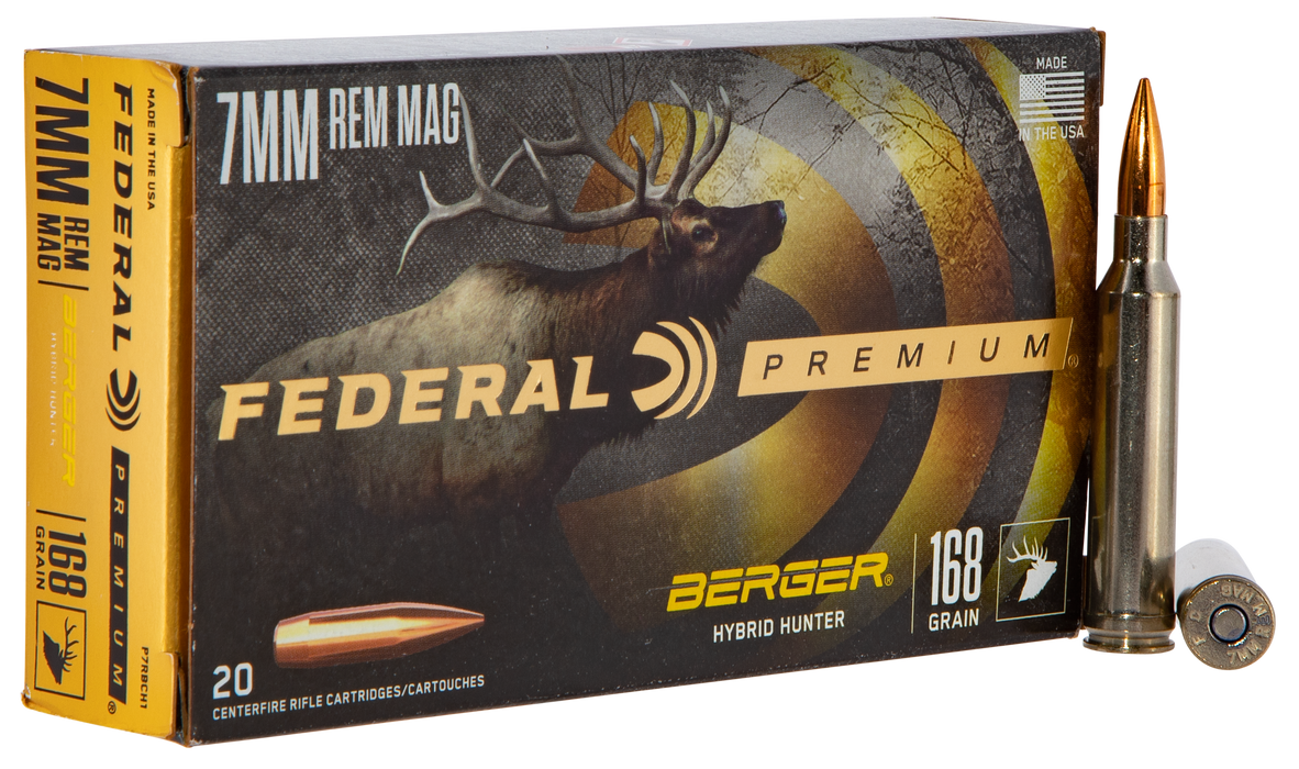 Federal Premium Hunting 7mm Rem Mag 168 gr Berger Hybrid Hunter 20 Per Box