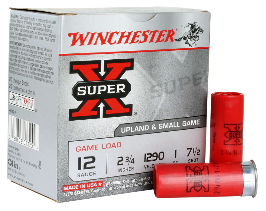 Winchester Ammo Super X Game Load 12 Gauge 2.75" 1 oz 7.5 Shot 25 Per Box
