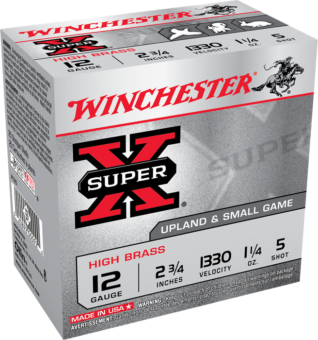 Winchester Super X Game Load High Brass 12 Gauge 2.75" 1 1/4 oz 5 Shot 25 Per Box