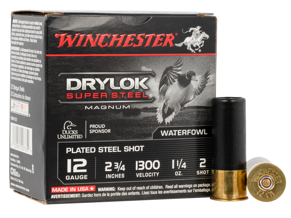 Winchester Ammo DryLock Super Magnum 12 Gauge 2.75" 1 1/4 oz 2 Shot 25 Per Box