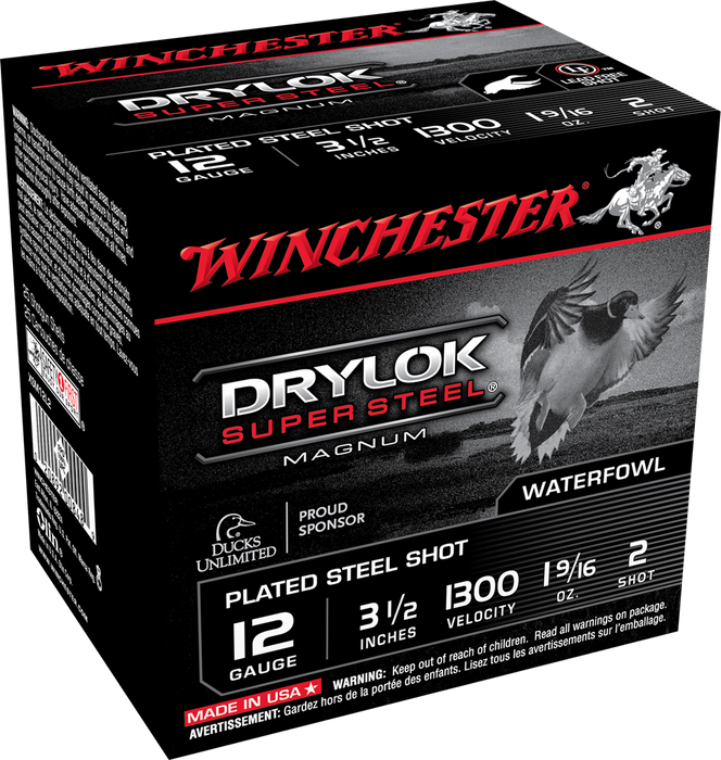 Winchester DryLock Super Magnum 12 Gauge 3.50" 1 9/16 oz 2 Shot 25 Per Box