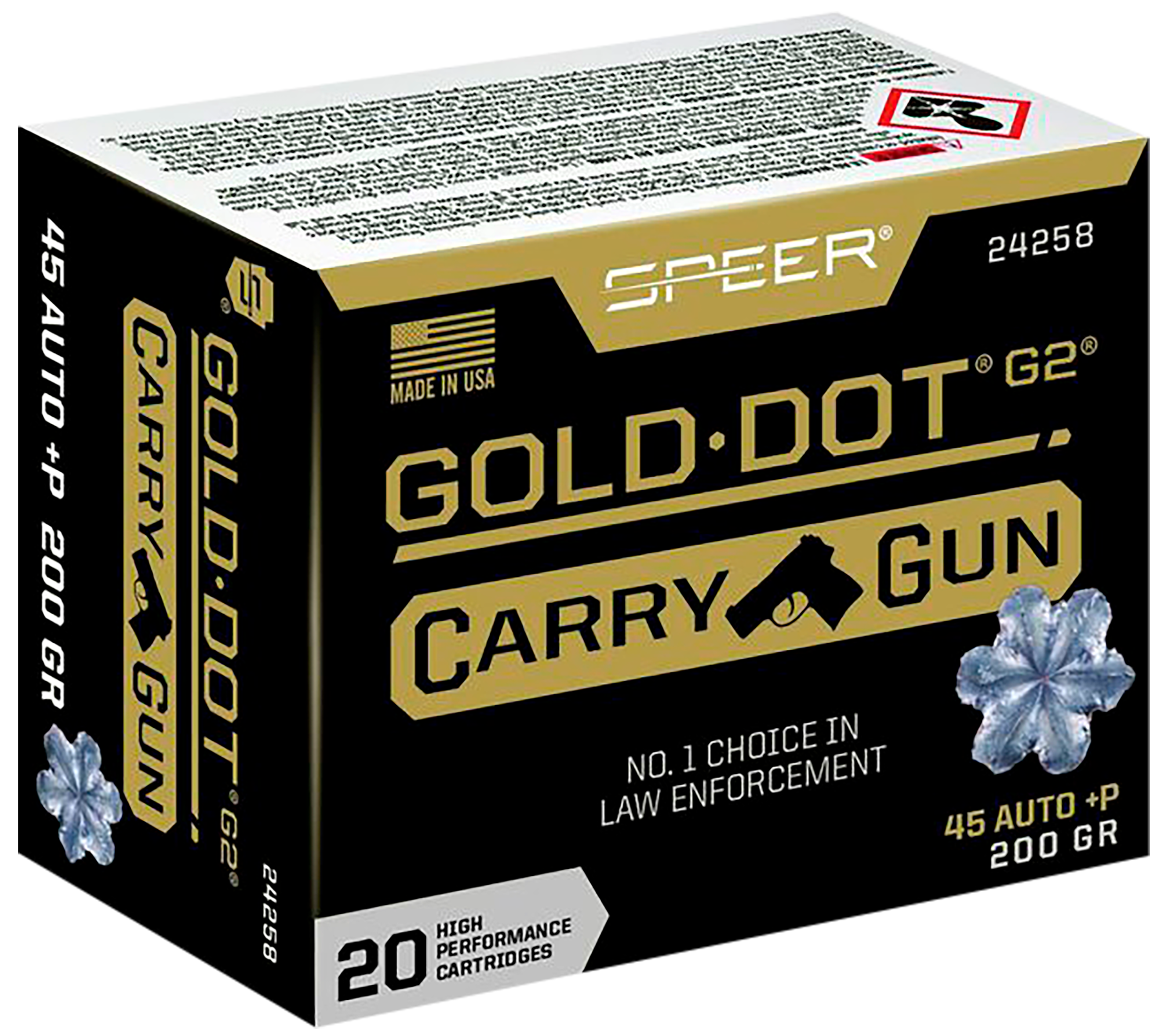 Speer Gold Dot Ammunition - 40 S&W - 165 Grain Gold Dot Hollow Point - 20  Rounds - Nickel Plated Brass