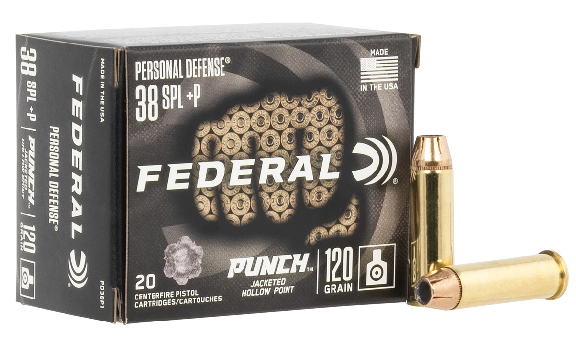 Federal Premium Defense Punch .38 Special +P 120 gr Jacketed Hollow Point (JHP) 20 Per Box