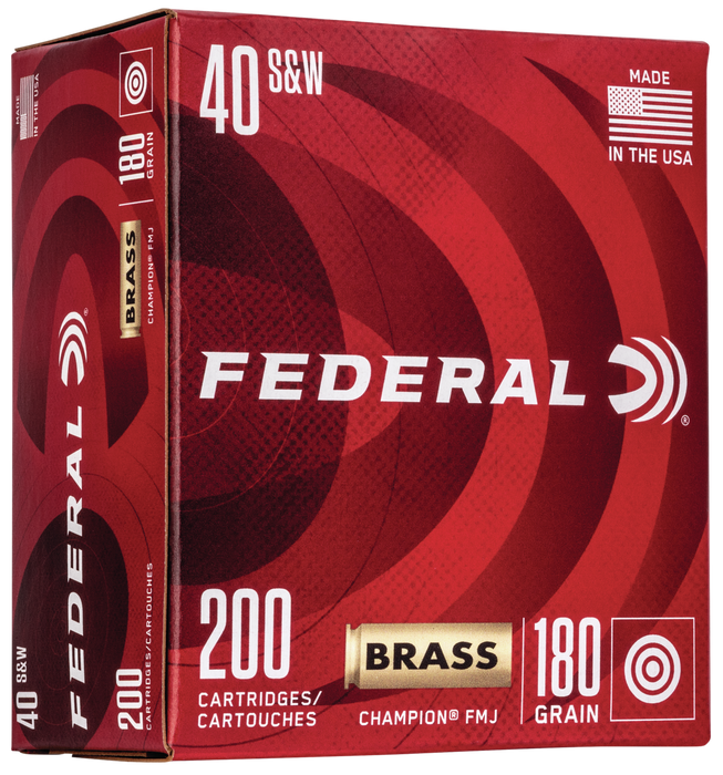 Federal .40 S&W 180gr Champion FMJ Ammunition - 200 Round Box