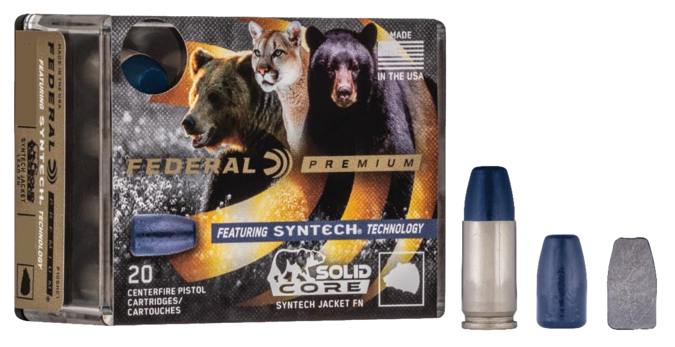 Federal Premium Hunting .40 S&W 165 gr Solid Core Synthetic Flat Nose 20 Per Box