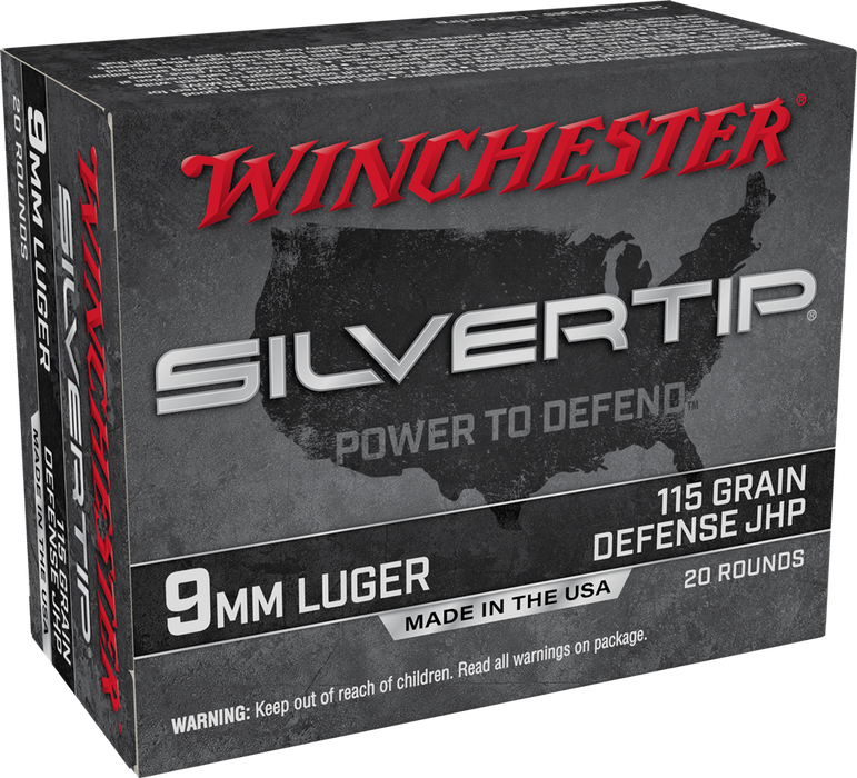 Winchester 9mm Luger 115 gr Silvertip Jacket Hollow Point Ammunition - 20 Round Bow