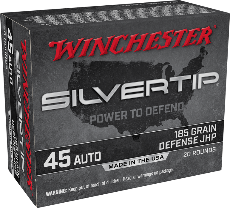 Winchester .45 ACP 185 gr Silvertip Jacket Hollow Point Ammunition - 20 Round Box