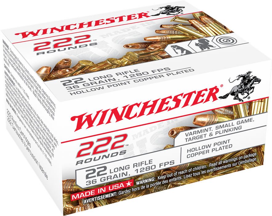 Winchester USA .22 LR 36 gr Copper Plated Hollow Point (CPHP) 222 Per Box