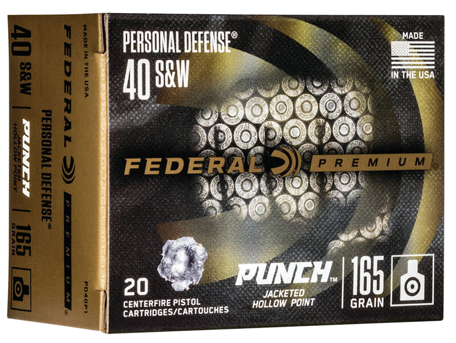 Federal Premium Defense Punch .40 S&W 165 gr Jacketed Hollow Point (JHP) 20 Per Box