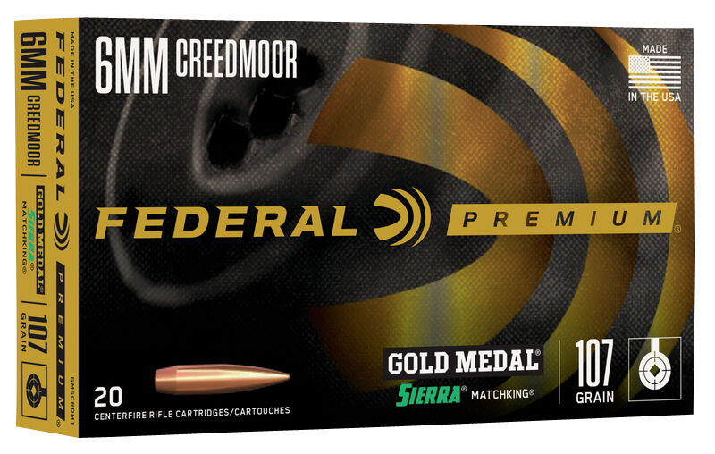 Federal Premium Gold Medal 6mm Creedmoor 109 gr Berger Long Range Hybrid Target 20 Per Box