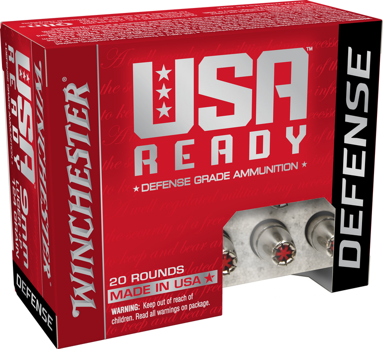 Winchester 9mm Luger 124 gr USA Ready Defense HP Ammunition - 20 Round Box