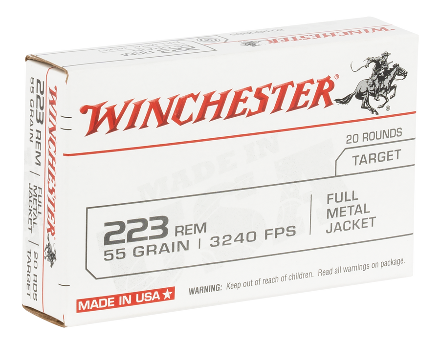 Winchester .223 Rem 55 gr USA FMJ Ammunition - 20 Round Box
