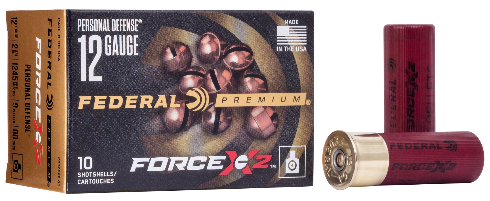 Federal Premium Force X2 12 Gauge 2.75" 9 Pellets 00 Buck Shot 10 Per Box