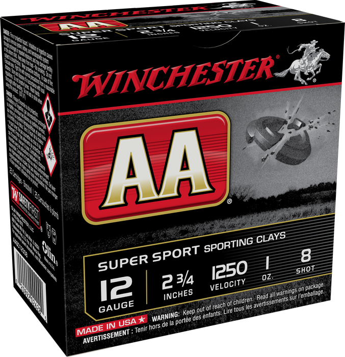 Winchester AA Sporting Clay 12 Gauge 2.75" 1 oz 8 Shot 25 Per Box