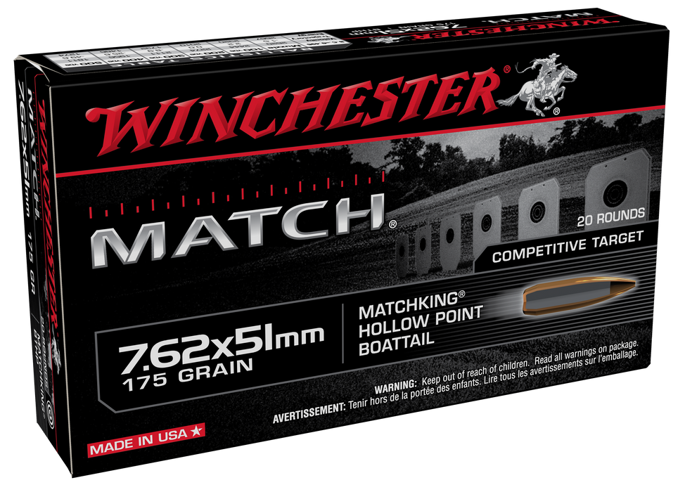 Winchester 7.62x51mm NATO 175 gr Sierra MatchKing BTHP Ammunition - 20 Round Box