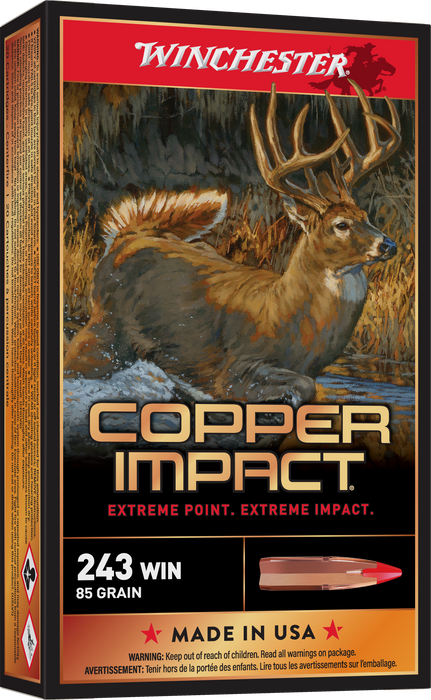 Winchester .243 Win 85 gr Copper Extreme Point Lead-Free Ammunition - 20 Round Box