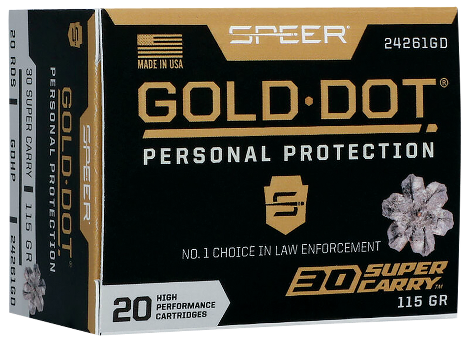 Speer .30 Super Carry 100 gr Gold Dot Personal Protection HP Ammunition - 20 Round Box