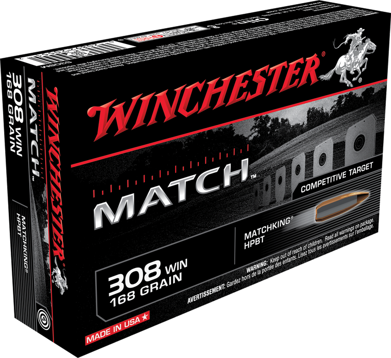 Winchester Ammo Match .308 Win 168 gr Sierra MatchKing BTHP (SMBTHP) 20 Per Box