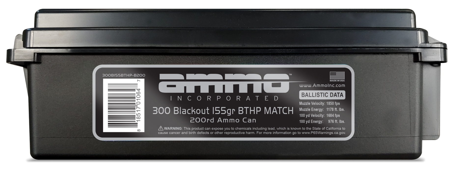 Ammo Inc .300 Blackout 155 gr Signature  Match BTHP - 200 Round Can