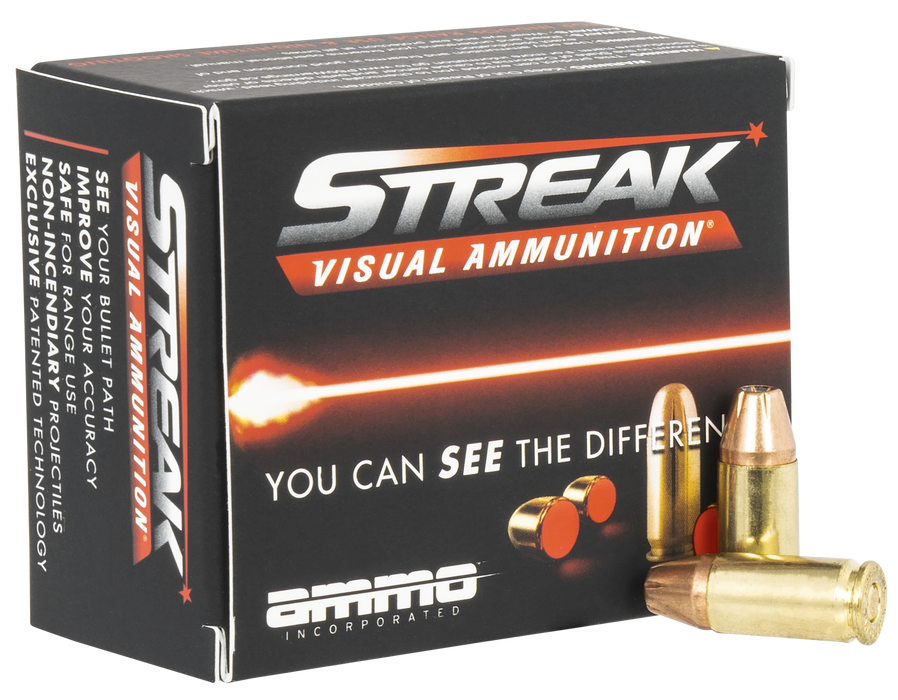 Ammo Inc 9mm Luger 124 gr Streak Visual JHP Ammunition - 20 Round Box