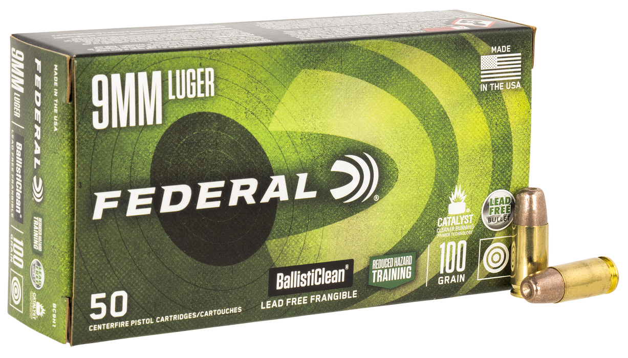 Federal BallistiClean Reduced Hazard Training 9mm Luger 100 gr Lead-Free Frangible 50 Per Box