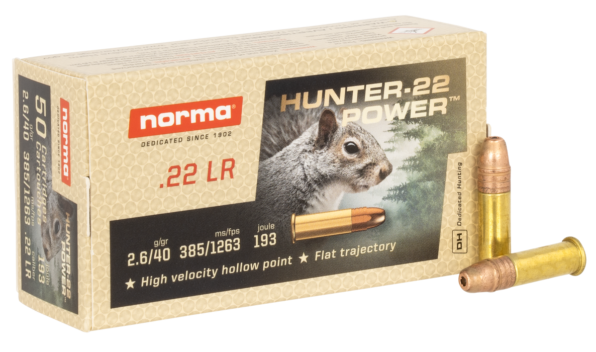Norma .22LR 24gr Dedicated Precision JHP Hunter Ammunition