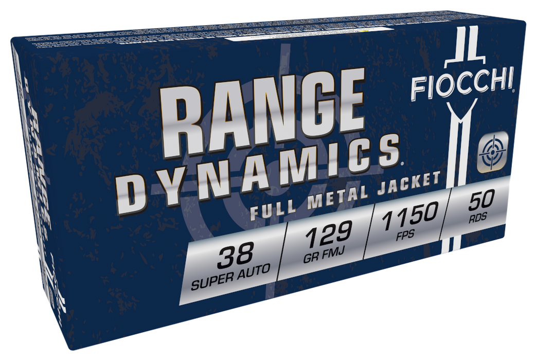 Fiocchi Range Dynamics Pistol .38 Super 129 gr Full Metal Jacket (FMJ) 50 Per Box