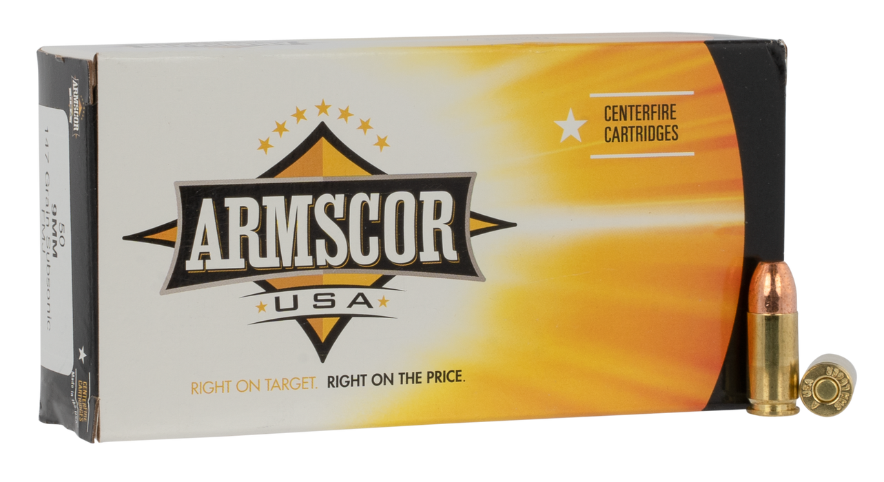 Armscor USA Competition 9mm Luger 147 gr Full Metal Jacket (FMJ) 50 Per Box
