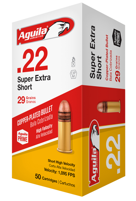 Aguila Super Extra High Velocity .22 Short 29 Gr Copper-Plated Solid Point 50 Per Box