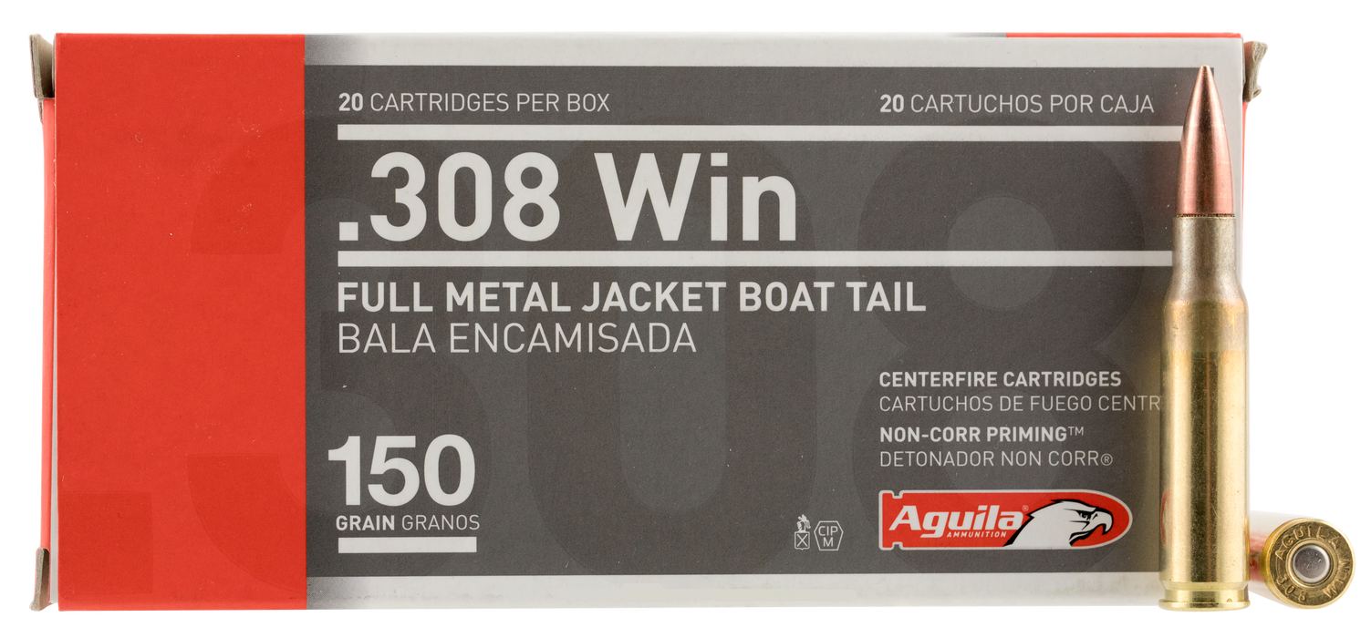 Aguila Target & Range Rifle .308 Win 150 gr Full Metal Jacket Boat-Tail (FMJBT) 20 Per Box