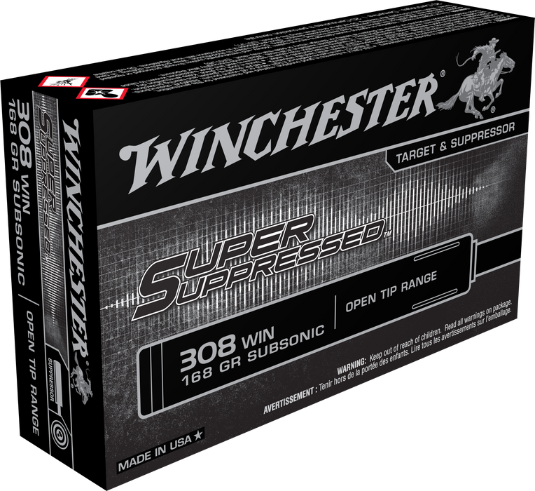 Winchester Super Suppressed Target .308 Win 168 gr Open Tip Range 20 Per Box