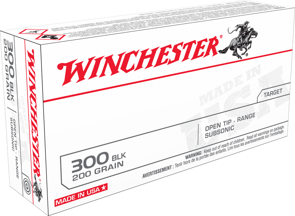 Winchester USA .300 Blackout 200 gr Open Tip Range Subsonic 20 Per Box