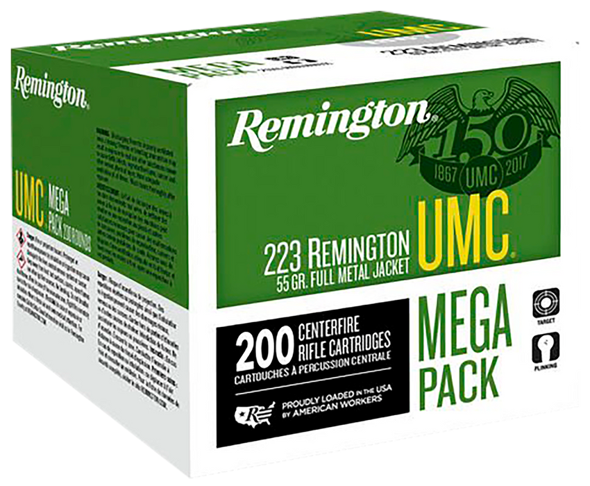 Remington UMC .223 Rem 55 gr 3240 fps Full Metal Jacket (FMJ) 200 Per Box