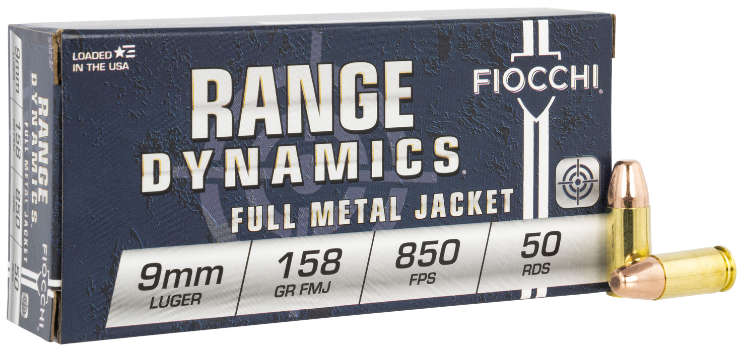 Fiocchi Range Dynamics 9mm Luger 158 gr Full Metal Jacket (FMJ) 50 Per Box
