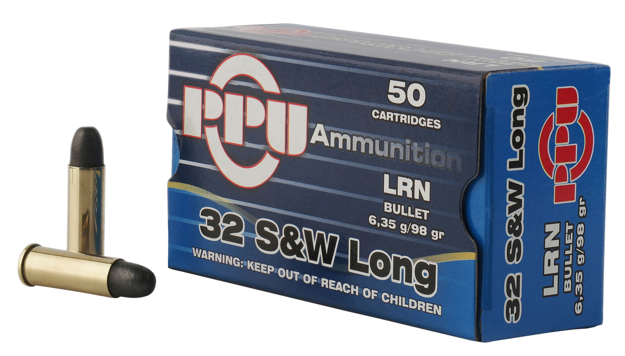 PPU .32 S&W Long 98 gr Lead Round Nose (LRN) 50 Per Box