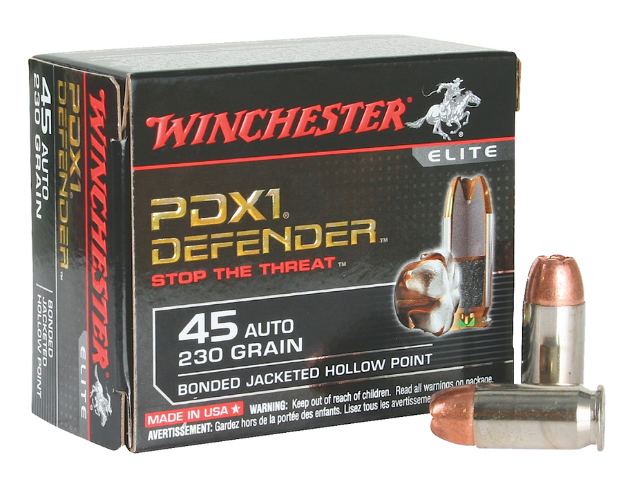 Winchester Ammo PDX1 Defender .45 ACP 230 gr Bonded Jacket Hollow Point 20 Per Box