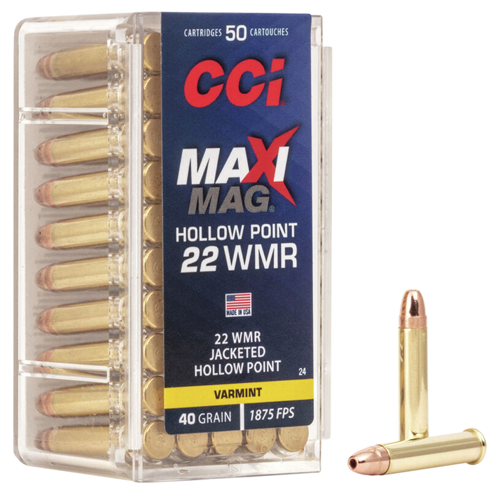 CCI .22 WMR 40 gr Maxi-Mag Rimfire Jacketed Hollow Point Ammunition - 50 Round Box