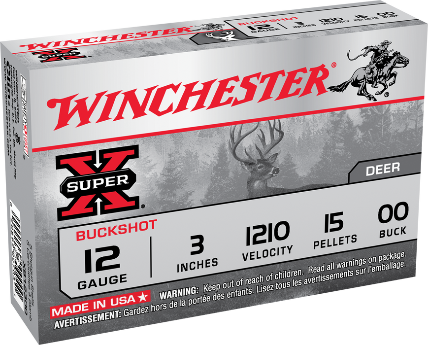 Winchester Super-X 12 Gauge 3" 15 Pellets 00 Buck Shot 5 Per Box