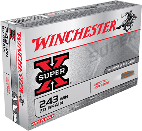 Winchester Super X .243 Win 80 gr Jacketed Soft Point (JSP) 20 Per Box