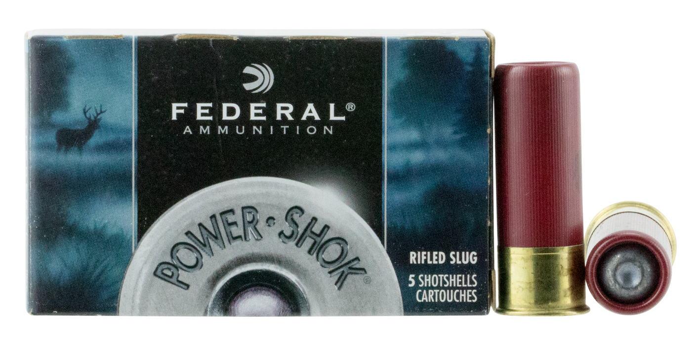 Federal Power-Shok Shotshell 12 Gauge 2.75" 1 oz Rifled Slug Shot 5 Per Box